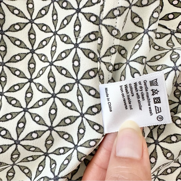 ME+EM Geo Flower Print Belted Midi Shirt Dress Cream Size 6 - Picture 10 of 10